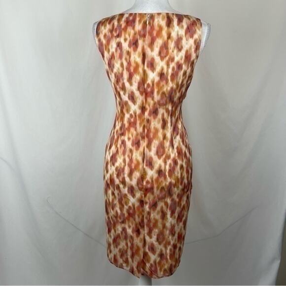 Ann Taylor Orange Silk Watercolor Print Fitted Party Event Dress NWOT Size 4 - Picture 5 of 13